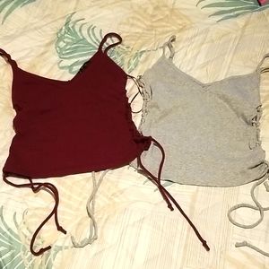 2pc Side tie crop tank tops